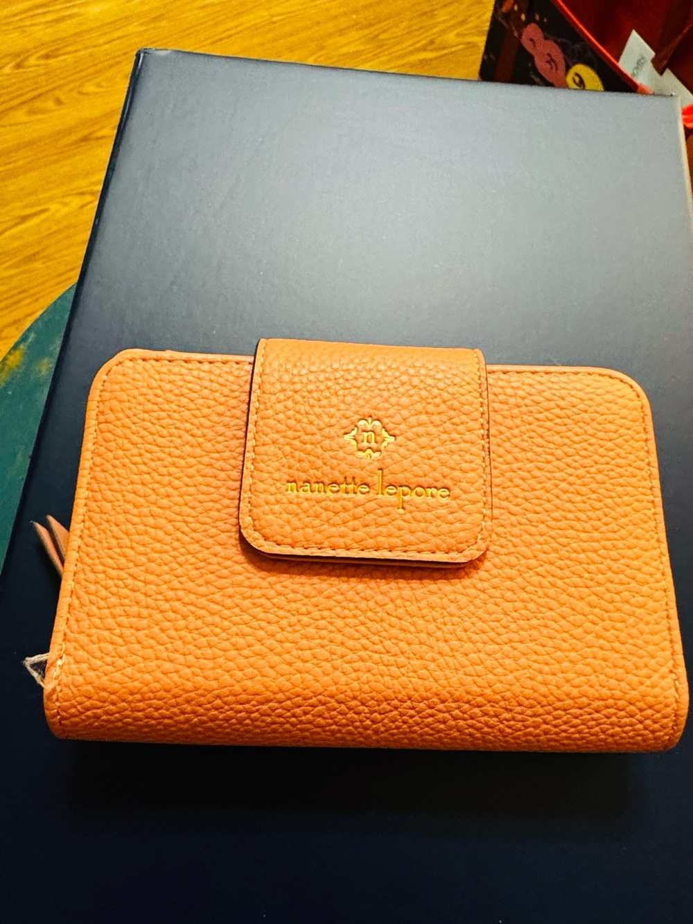 Nanette Lepore Peach Pebbled Leather Card Holder Wallet